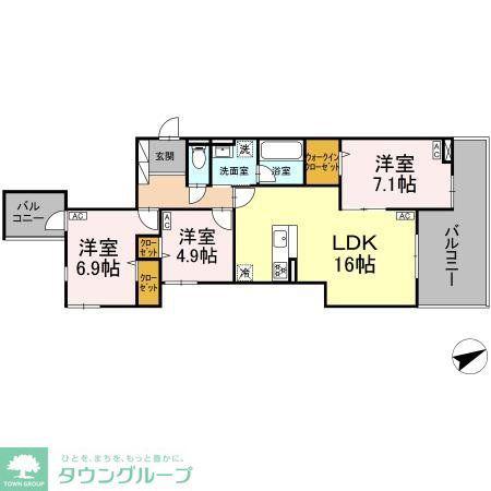 D-RESIDENCE稲城(3LDK/4階)の間取り写真