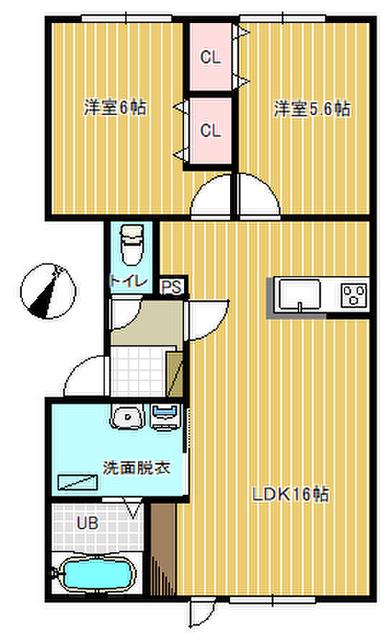 MINA1(2LDK/2階)の間取り写真