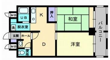 アルファエステート扇町(2DK/9階)の間取り写真