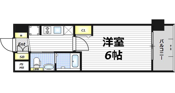 エグゼ弁天町(1K/5階)の間取り写真
