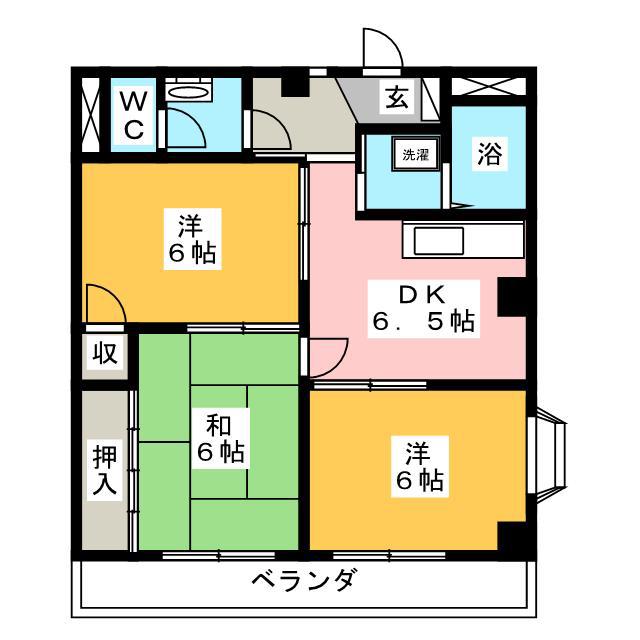 マンション メテオール(3DK/2階)の間取り写真