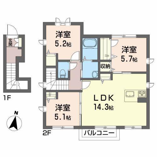 イースタンユース(3LDK/2階)の間取り写真