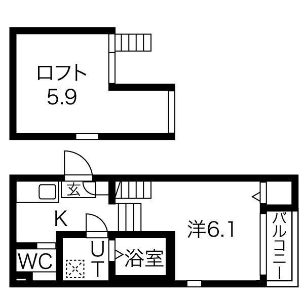 メイプルスクエア大宮(1K/2階)の間取り写真