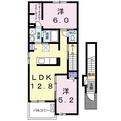 コンフォート ヴィラ(2LDK/2階)の間取り写真