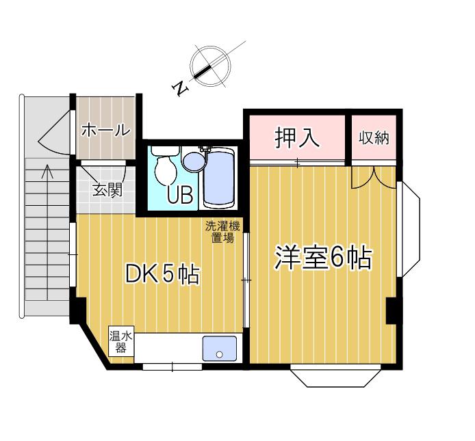 大嶋ビル(1DK/2階)の間取り写真