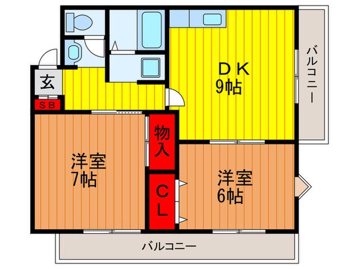 シャトレKEM(2DK/3階)の間取り写真