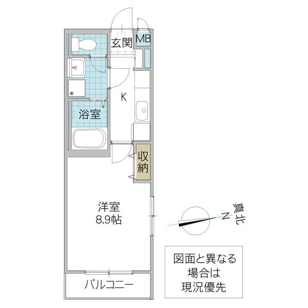 プレスト水戸桜川(1K/5階)の間取り写真
