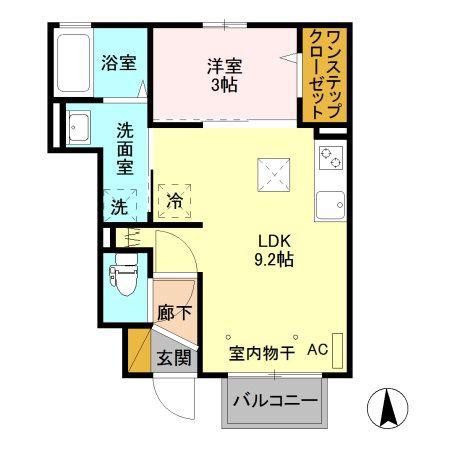 サウザンドサニー B(1LDK/1階)の間取り写真