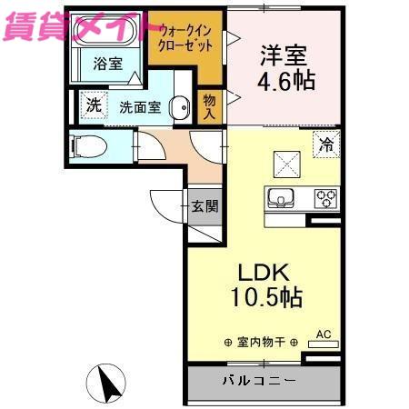 ルピナス(1LDK/1階)の間取り写真