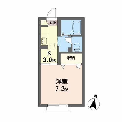 アヴニール北仙北(1K/1階)の間取り写真