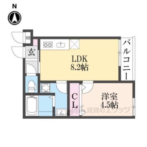 PRIVATE RASIDENCE西院(1LDK/3階)の間取り写真