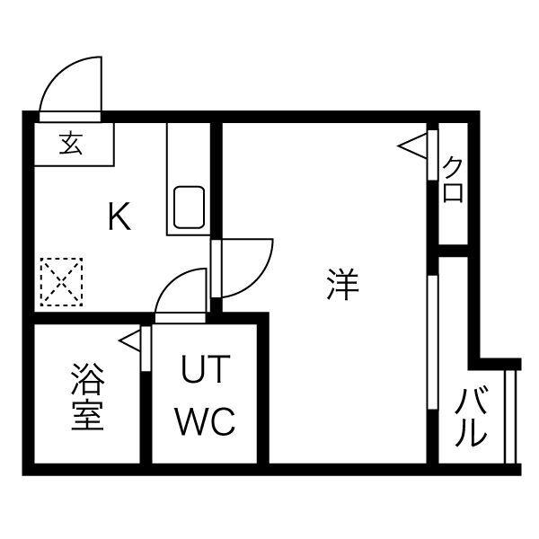 パルティール名塚(1K/1階)の間取り写真