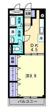 プリムローズ.K(1DK/1階)の間取り写真