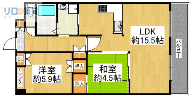 AMENITYCOURT K-I(2LDK/2階)の間取り写真