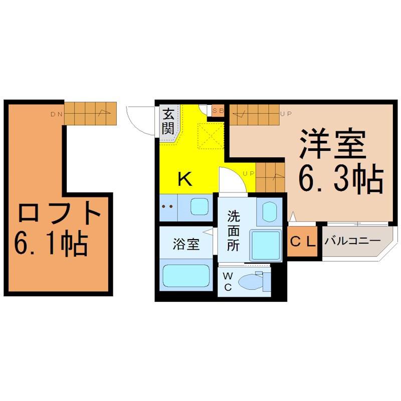 ハーモニーテラス波寄町(1K/1階)の間取り写真