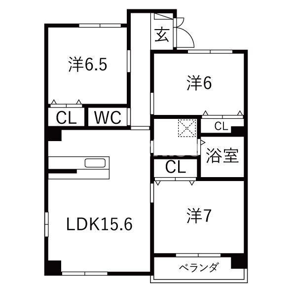 ジョイフルMIII(3LDK/3階)の間取り写真