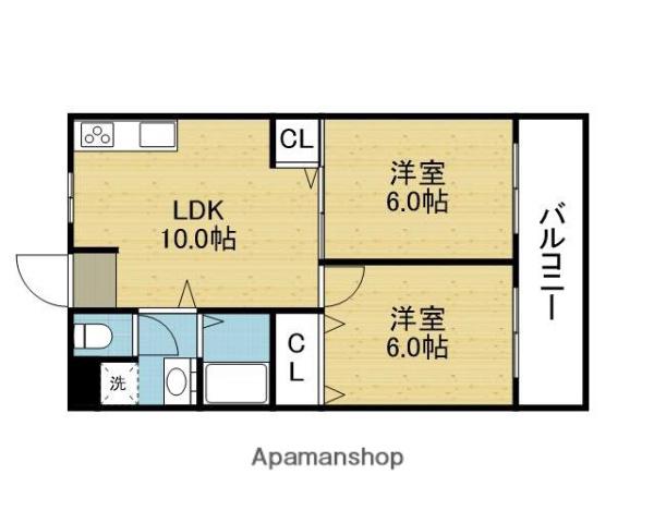アルカサールヨシタニ(2LDK/4階)の間取り写真