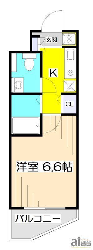 AIFORT.氷川台I(1K/2階)の間取り写真