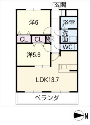 ルネスパレンティーア(2LDK/1階)の間取り写真