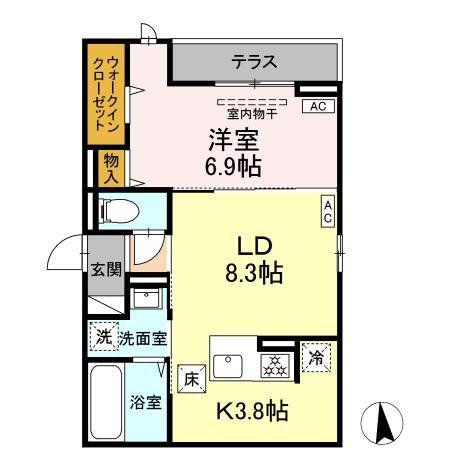 CLASSEUM仙台小田原 IV(1LDK/1階)の間取り写真