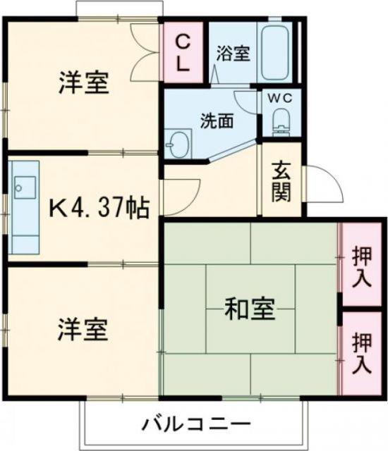 テイセキ物見山ハイツ(3DK/2階)の間取り写真