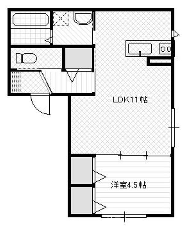  グランコート幸町(1LDK/2階)の間取り写真