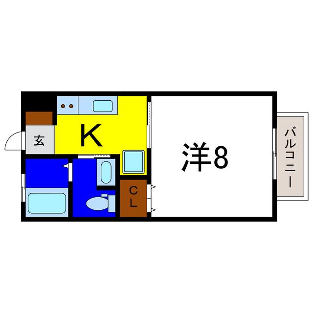 メゾンB(1K/2階)の間取り写真