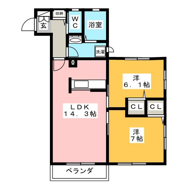 GARDEN HOUSE(2LDK/1階)の間取り写真