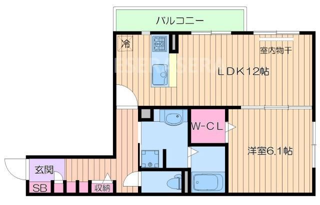 モメントブリーシュフル(1LDK/2階)の間取り写真