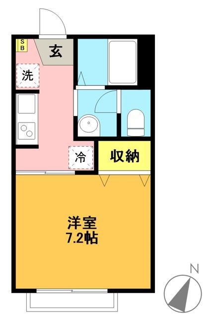 京王井の頭線 東松原駅 徒歩5分 2階建 築29年(1K/2階)の間取り写真