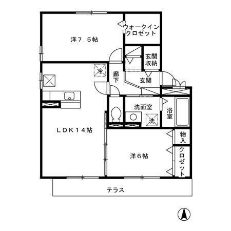 アエル湘南(2LDK/1階)の間取り写真