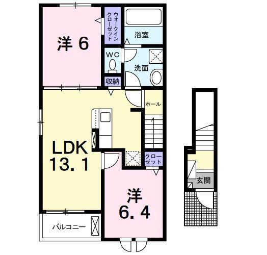 ロンサールII(2LDK/2階)の間取り写真