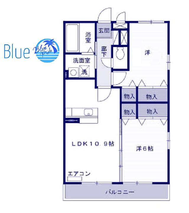 スカイヒル横濱六ッ川B(2LDK/2階)の間取り写真