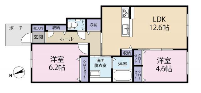 グレイスコート佐鳴台(2LDK/1階)の間取り写真