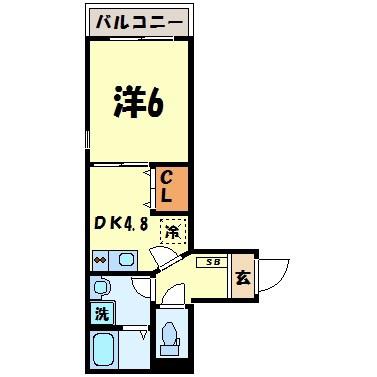 グランソレイユ(1DK/3階)の間取り写真