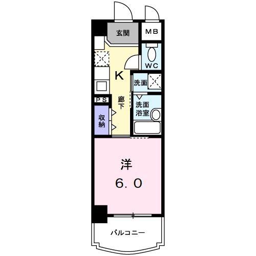 グロウエルス(1K/2階)の間取り写真