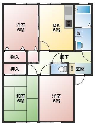 日天ながた野(3DK/1階)の間取り写真