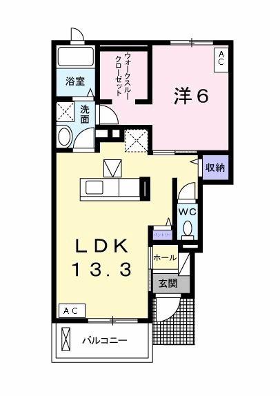 ノーブル グラス II(1LDK/1階)の間取り写真