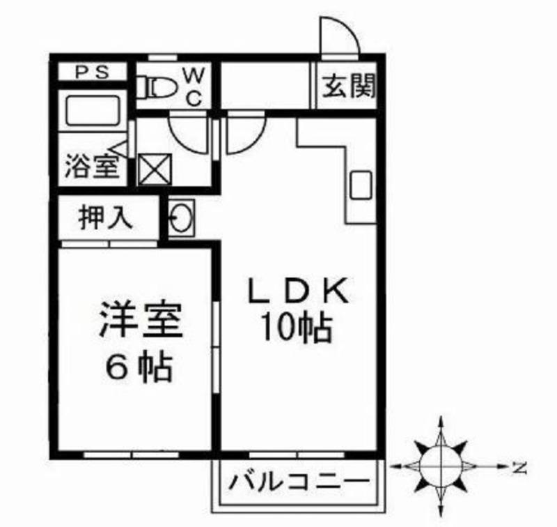 ドエルKASAI NO2(1LDK/4階)の間取り写真
