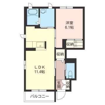 ベルクシュトラーセ(1LDK/1階)の間取り写真