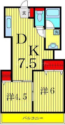 タウンハイツ亀有2号棟(2DK/3階)の間取り写真
