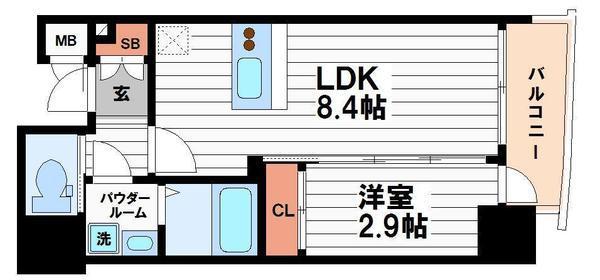 セレニテ天満橋アリア(1LDK/7階)の間取り写真