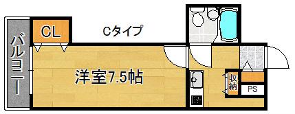 地下鉄四つ橋線 玉出駅 徒歩1分 8階建 築41年(1K/5階)の間取り写真