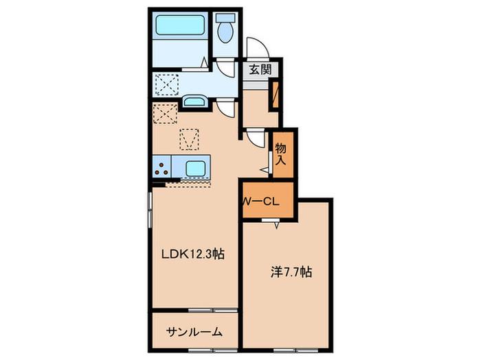 パークサイド(1LDK/1階)の間取り写真