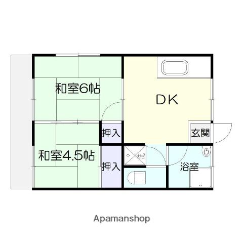 楠ヶ台荘(2DK/1階)の間取り写真