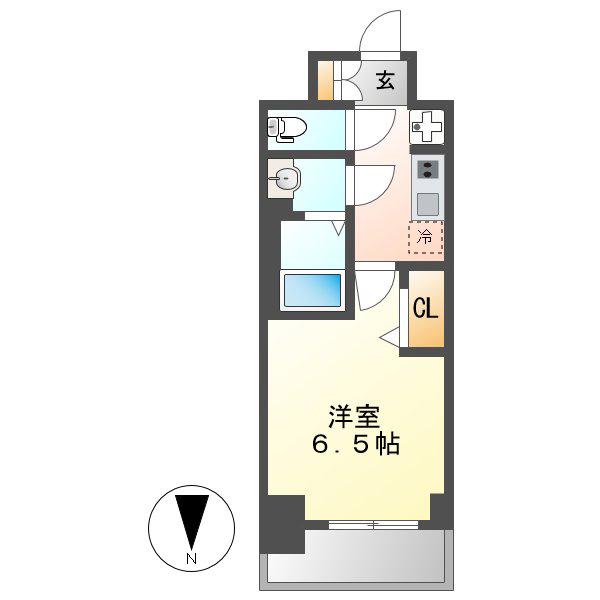 プレサンス広小路通葵(1K/9階)の間取り写真