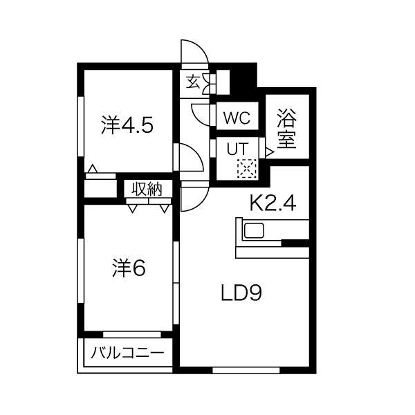グランイースト八軒(2LDK/4階)の間取り写真
