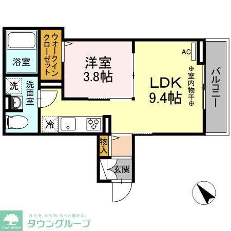 アイシーク立川(1LDK/3階)の間取り写真