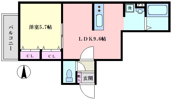 グリシーヌ石神井公園(1LDK/2階)の間取り写真