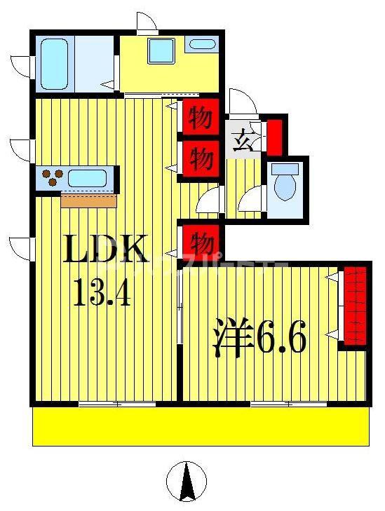 フォレストN III(1LDK/1階)の間取り写真
